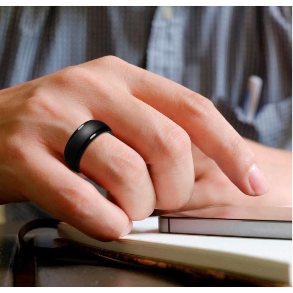 Black Silicone Rubber Wedding Band - Picture 2 of 5